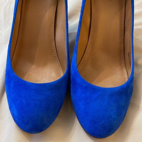 J Crew Factory Paulina suede pumps blue grotto color size 10 - Picture 2 of 8